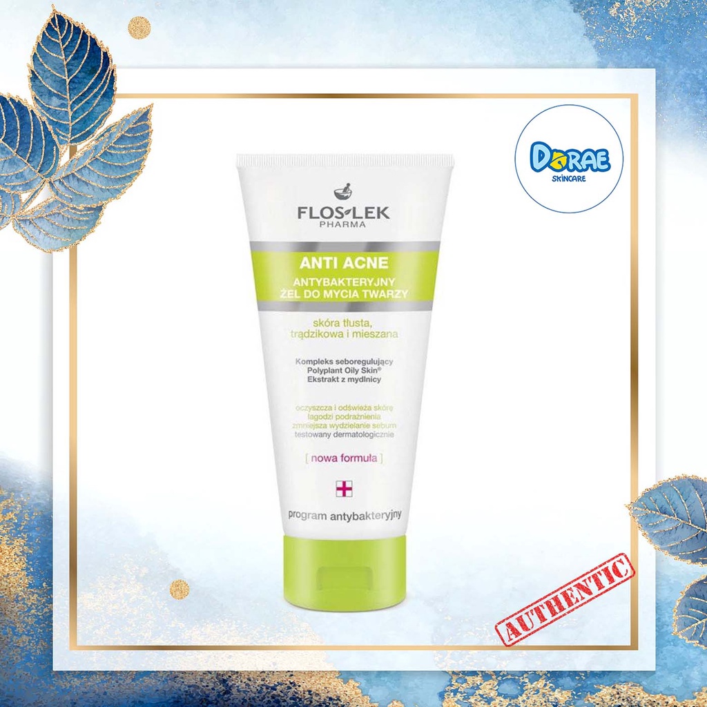 Sữa rửa mặt dạng gel cho da nhờn mụn Floslek Anti Acne Bacterial Face Cleansing Gel