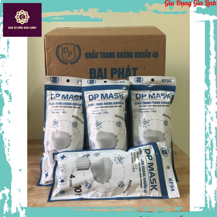 KF94, khẩu trang y tế 4D kf94, kháng khuẩn, chống bụi mịn siêu tốt (thùng 300 cái)