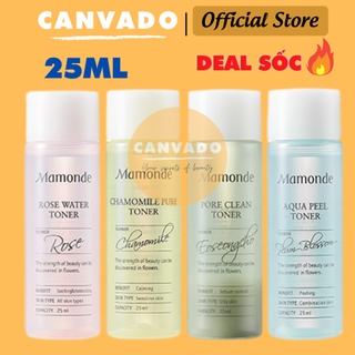 Nước cân bằng da toner mamonde, chamomile pure, aqua peel, pore clean, rose water toner 25ml