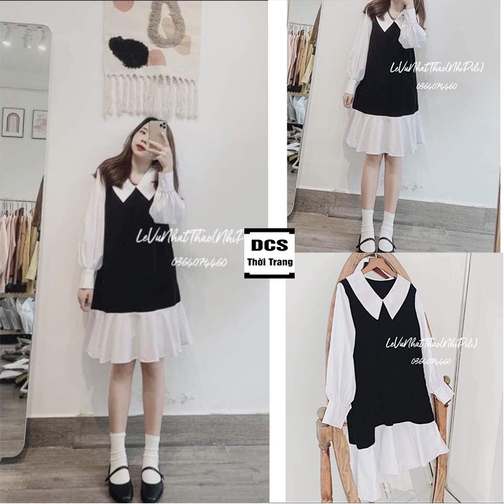 Váy nữ Angle Dress đen đan dây buộc cổ đầm Ulzzang trễ vai bánh bèo công chúa mặc hè Xưởng May DCS