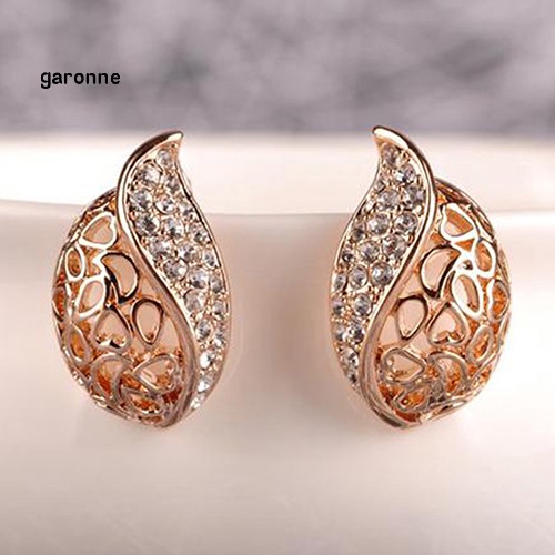 Khuyên tai hình chiếc lá đính đá phong cách thanh lịch dành cho nữ
