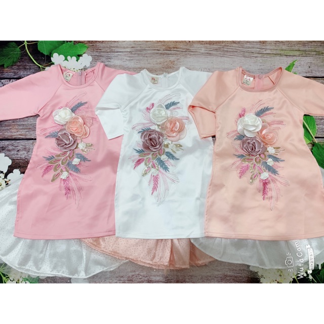 Combo áo dài hoa dải 3 bông + CC hoa dải