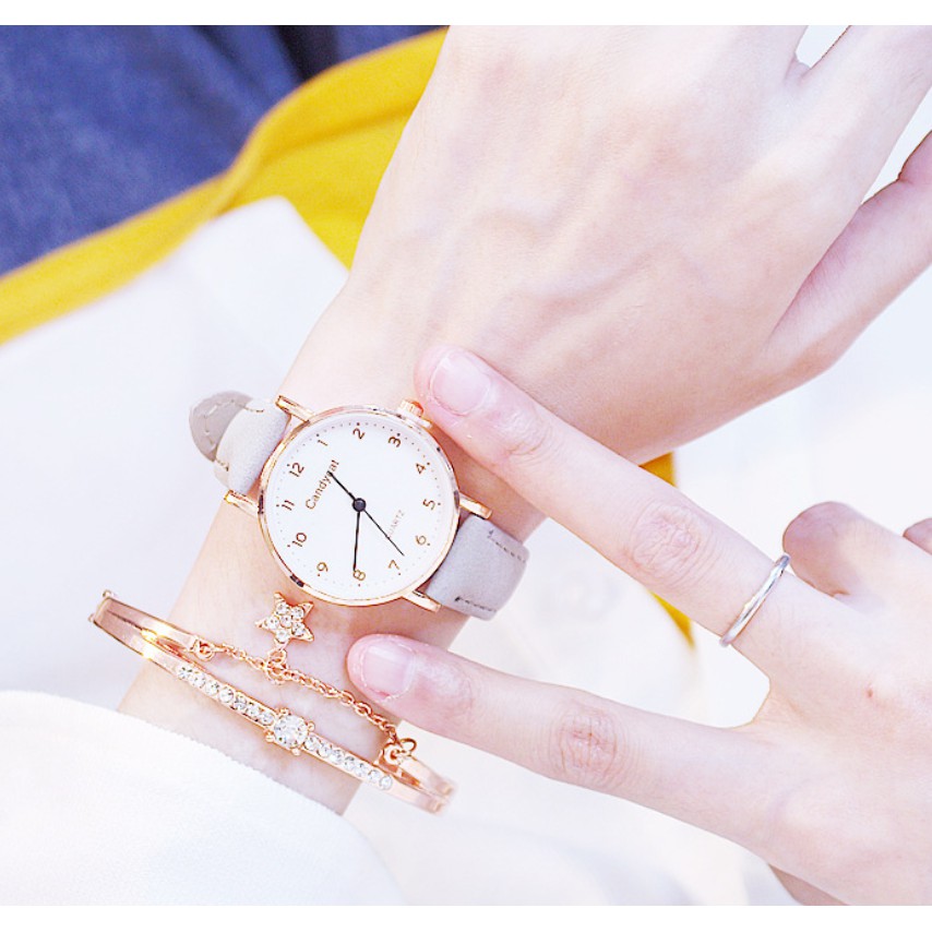  (Ko tặng lắc) Đồng hồ thời trang nữ Candycat C6 dây da lộn mặt số | BigBuy360 - bigbuy360.vn