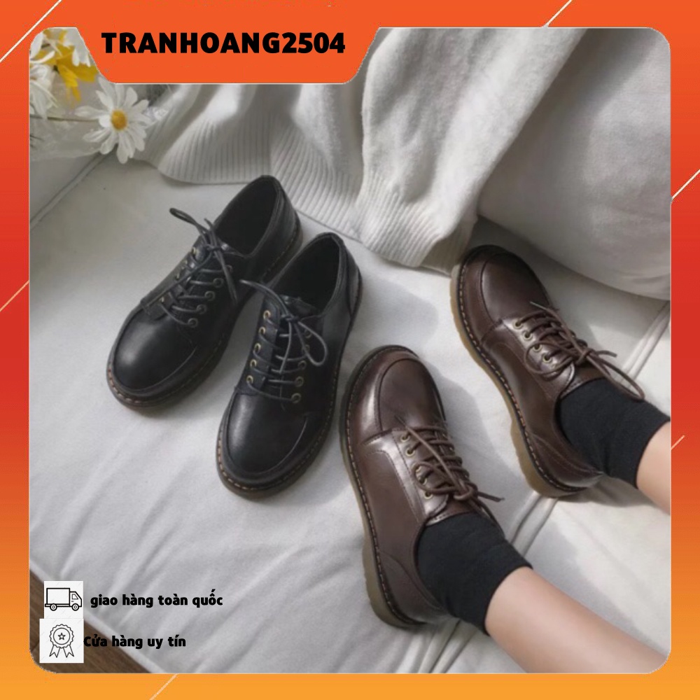 Giày ulzzang vintage nâu đen đế trong siêu mềm có ảnh thật cuối