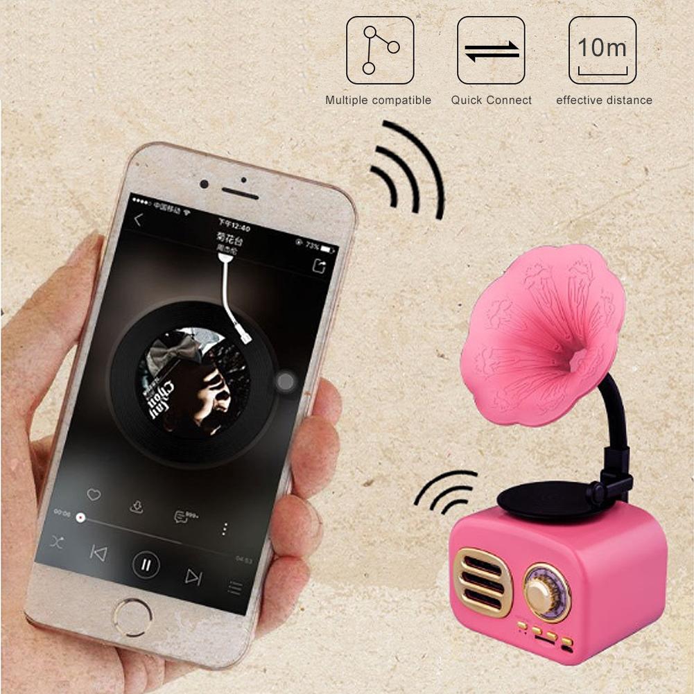 💝HY Loa Bluetooth Retro Không dây Mini Radio Audio Âm thanh di động ngoài trời Hộp TF Thẻ nghe nhạc Quà tặng dễ thương