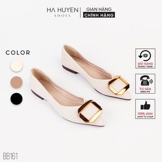 Giày bệt nữ HÀ HUYỀN mũi nhọn khóa đồng chữ nhật sang trọng - BB161