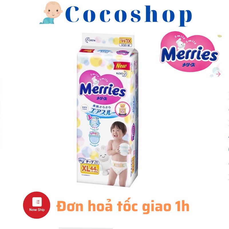 Tã dán Meries size XL44 miếng cho bé từ 12-20kg