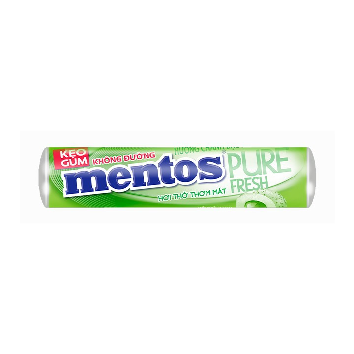 Kẹo Gum Không Đường Mentos Pure Fresh Dạng Thỏi Hương Chanh Bạc Hà (Hộp 15 Thỏi)