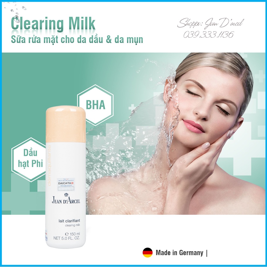 [TRỢ GIÁ] Sữa rửa mặt cho da dầu mụn Jean D'Arcel_Jean Darcel Clearing milk