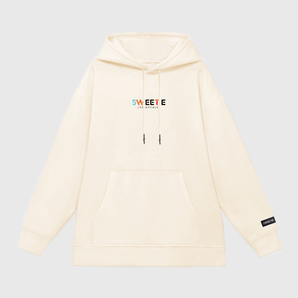 Áo Hoodie SWEETIE LOGO nỉ bông cotton 720g màu Trắng + Đen
