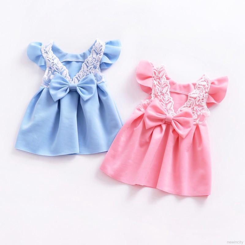 Đầm xòe công chúa cánh tiên có nơ dễ thương xinh xắn cho bé gái