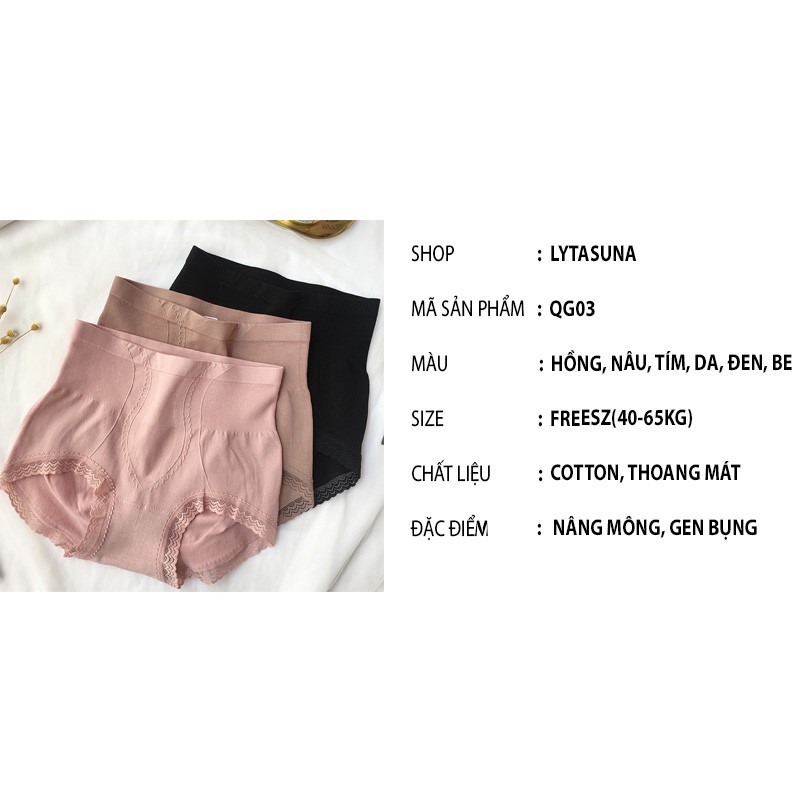 Quần Gen Bụng Cạp Cao Giảm Mỡ Cotton Co Giãn Thoải Mái, Quần Cạp Cao