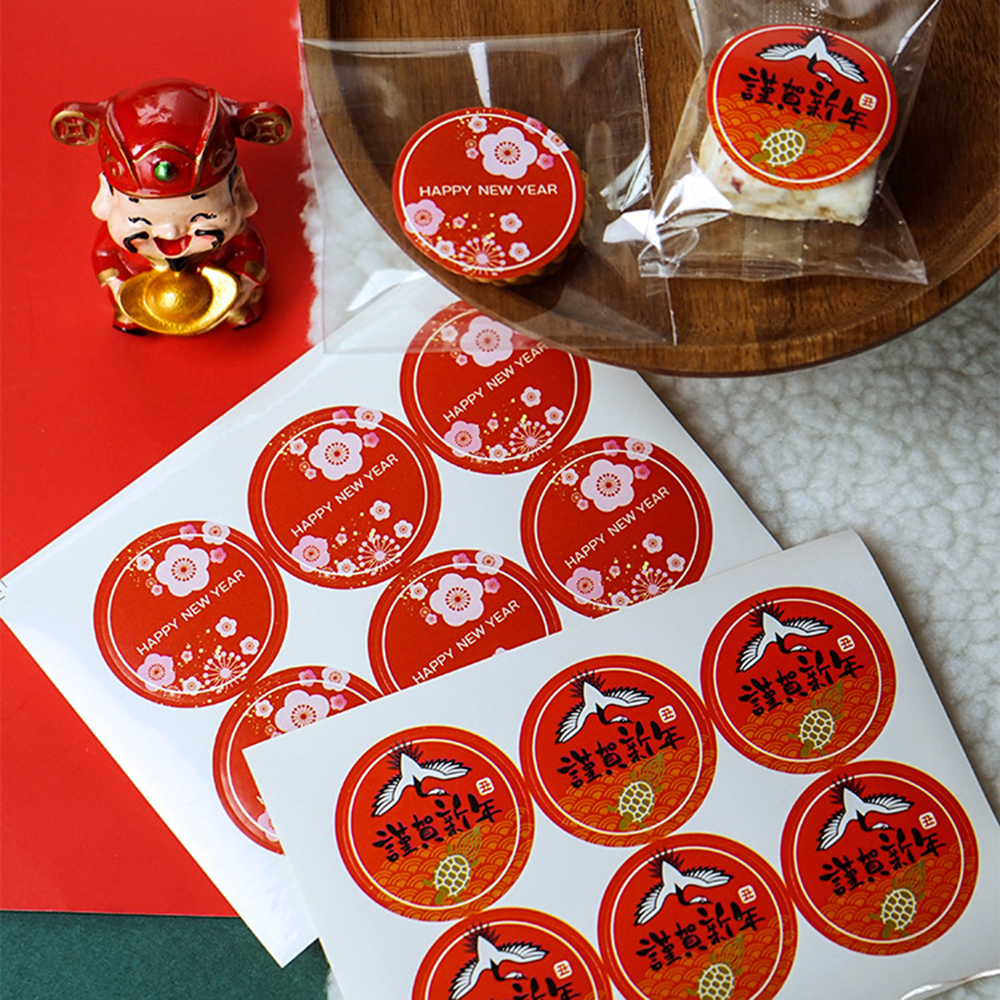 【sweet】 6pc/sheet New Year fashion  Round Shape Sealing Gift Packaging Stickers DIY Congratulate Sealing Stickers