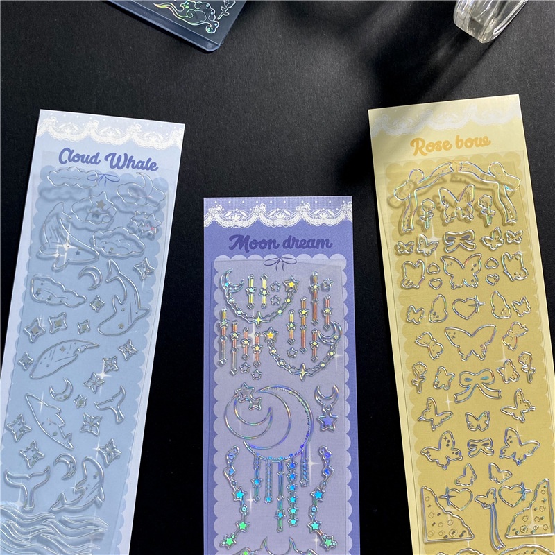 Miếng Dán Trang Trí Hình Cá Voi / Sứa Biển Màu Đồng Lấp Lánh