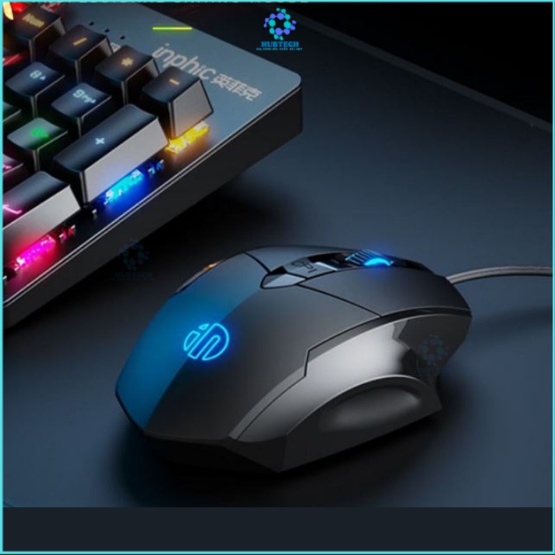 Chuột gaming có dây silent Inphic PW1 - hỗ trợ chơi game và văn phòng, led rgb 12 chế độ