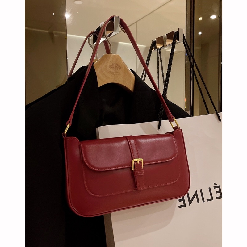 [SẴN ] Túi xách nữ màu đỏ dáng bì thư form cứng_túi xách nữ đỏ khoá vàng _TX20