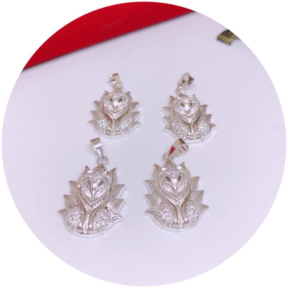 MẶT DÂY CHUYỀN BẠC TA 9 ĐUÔI LINH MIU SILVER