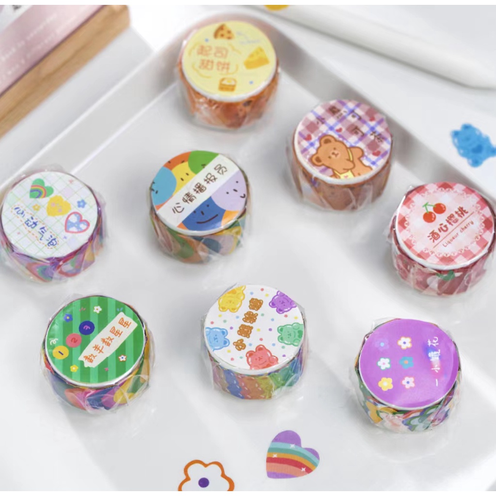 Set 100 Miếng Dán Đánh Dấu Trang Trí Họa Tiết Hoa Hoạt Hình Nhiều Màu Sắc