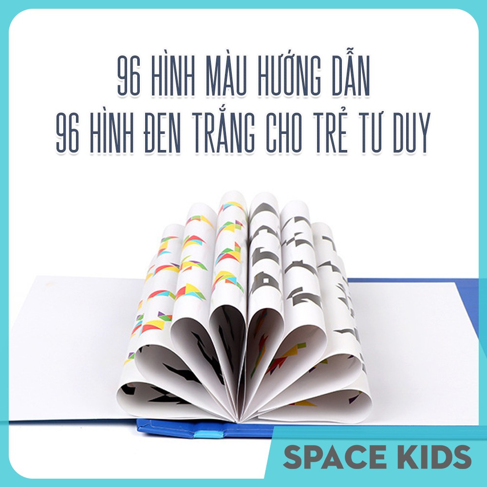 ♥ Đồ chơi gỗ trí tuệ ghép hình Tangram kèm sách từ tính Space Kids cho trẻ tư duy sáng tạo ♥