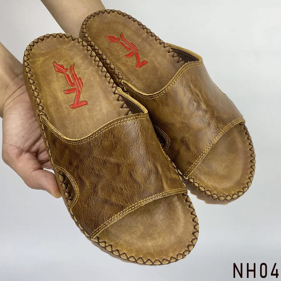 Dép da nam quai ngang da bò bản ngang