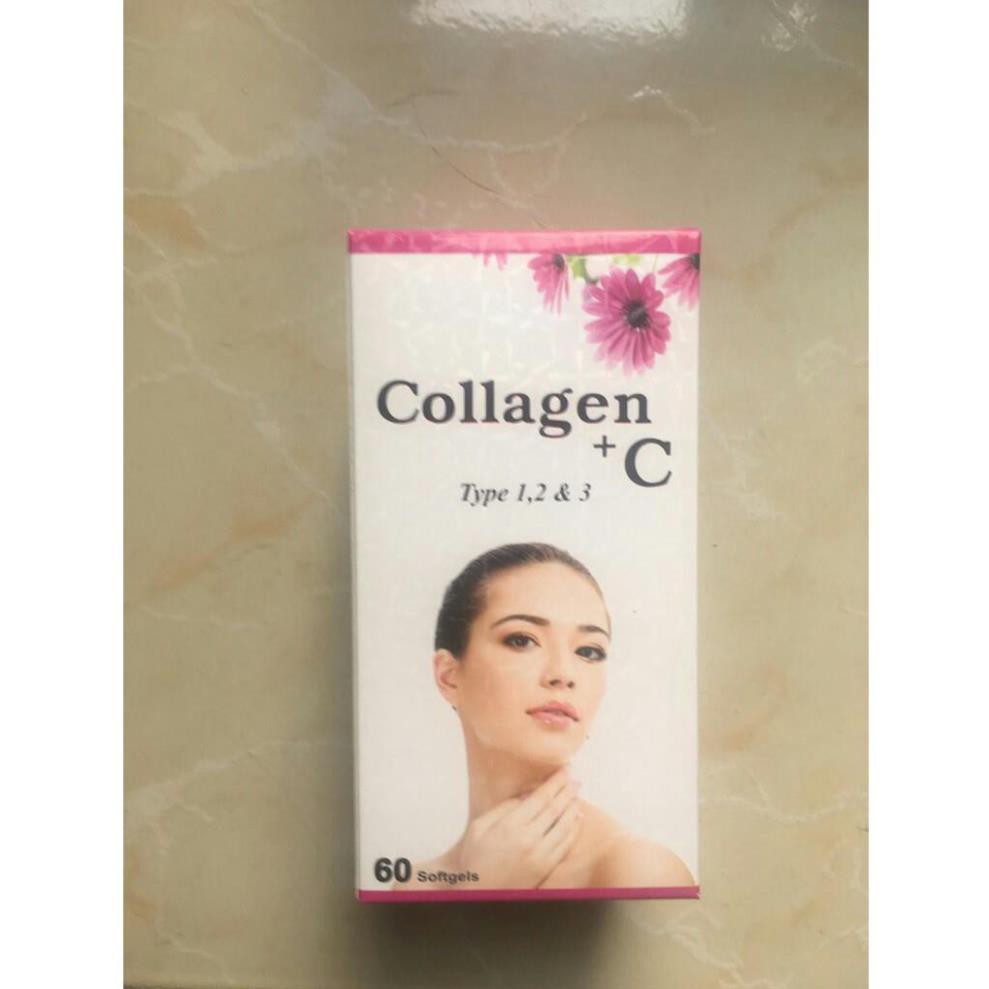 Collagen + C ĐẸP DA, SÁNG DA, LÀM MỊN DA,  MỜ THÂM, CHỐNG LÃO HÓA da HỘP 60 VIÊN