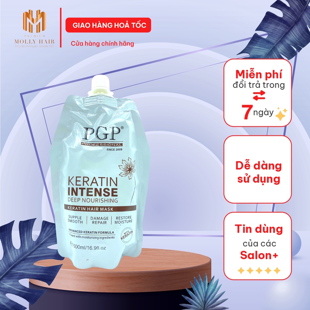 Hấp dầu ủ tóc cao cấp Mollyhair thương hiệu PGP, giữ màu tóc nhuộm và tạo độ ẩm tối đa cho tóc 500ml