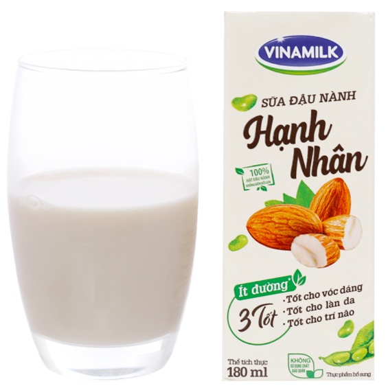 Thùng 48 hộp 180ml sữa đậu nành VINAMILK ÓC CHÓ/ HẠNH NHÂN (48 hộp x 180ml)