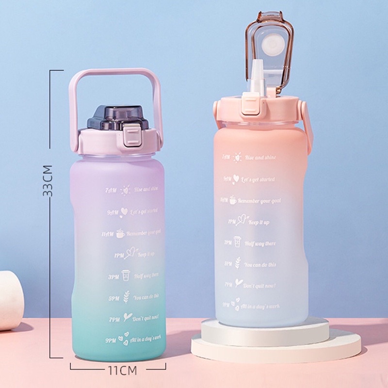 Bình nước 2 lít  FREESHIP  bình nước có ống hút,nhắc nhở uống nước