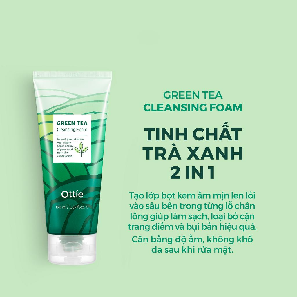 Bộ sản phẩm chăm sóc và dưỡng da toàn diện Ottie Green Tea