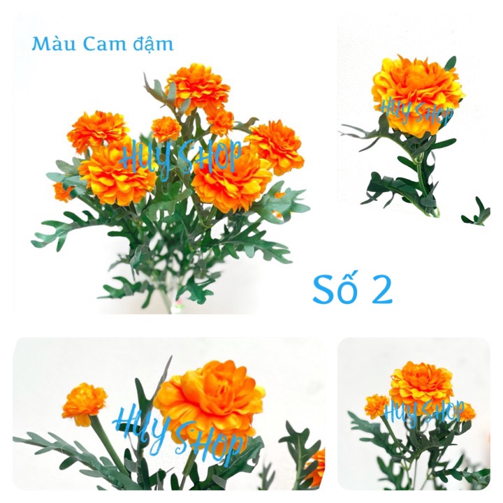 Hoa giả trang trí - Bụi Hoa VẠN THỌ 5 bông 4 nụ vải cao cấp
