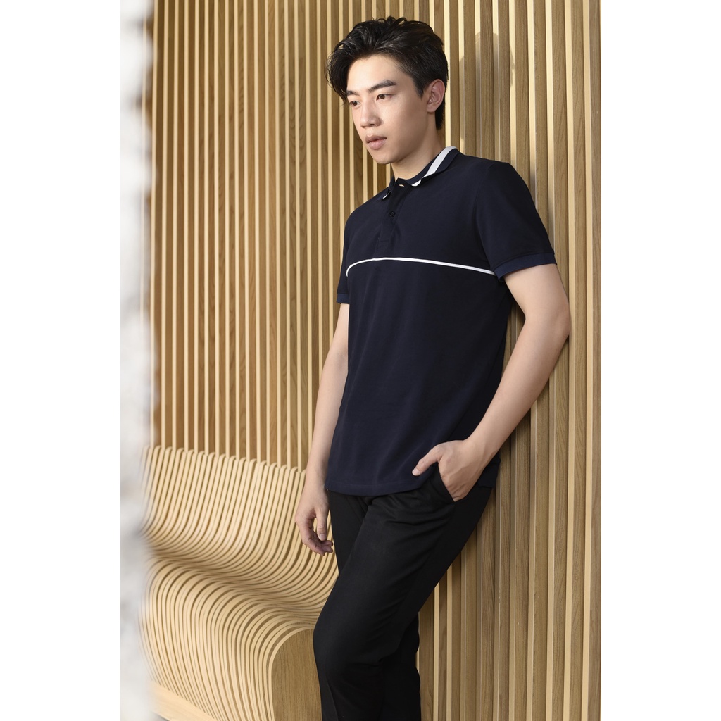 Áo Polo Màu Xanh Đen Phối Kẻ Ngang | BigBuy360 - bigbuy360.vn