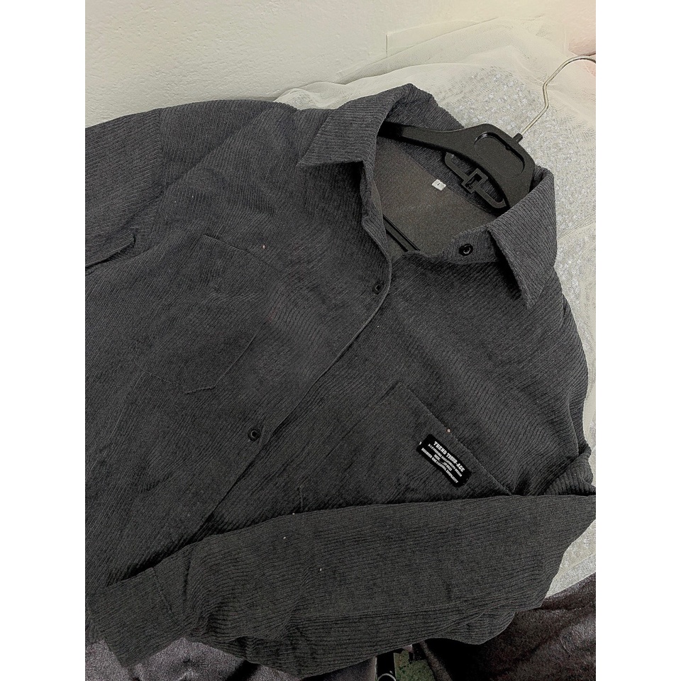 Áo sơ mi from rộng, áo dạ, áo nhung kiểu unisex [Hình Thật