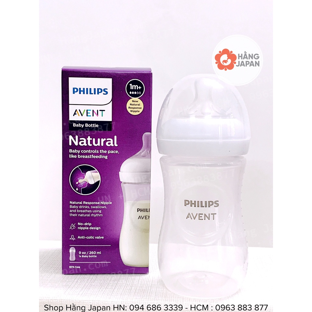 Bình sữa Philips Avent Natural cổ rộng 125ml, 260ml, 330ml mẫu mới 2022
