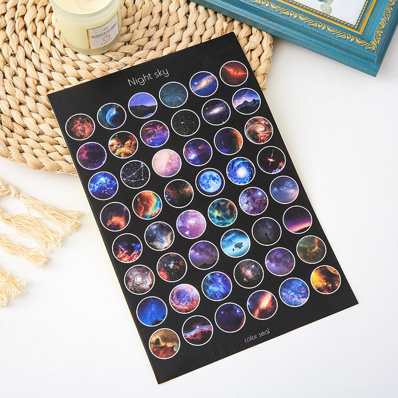 Sticker tròn dán sổ tay trang trí nhiều màu sắc