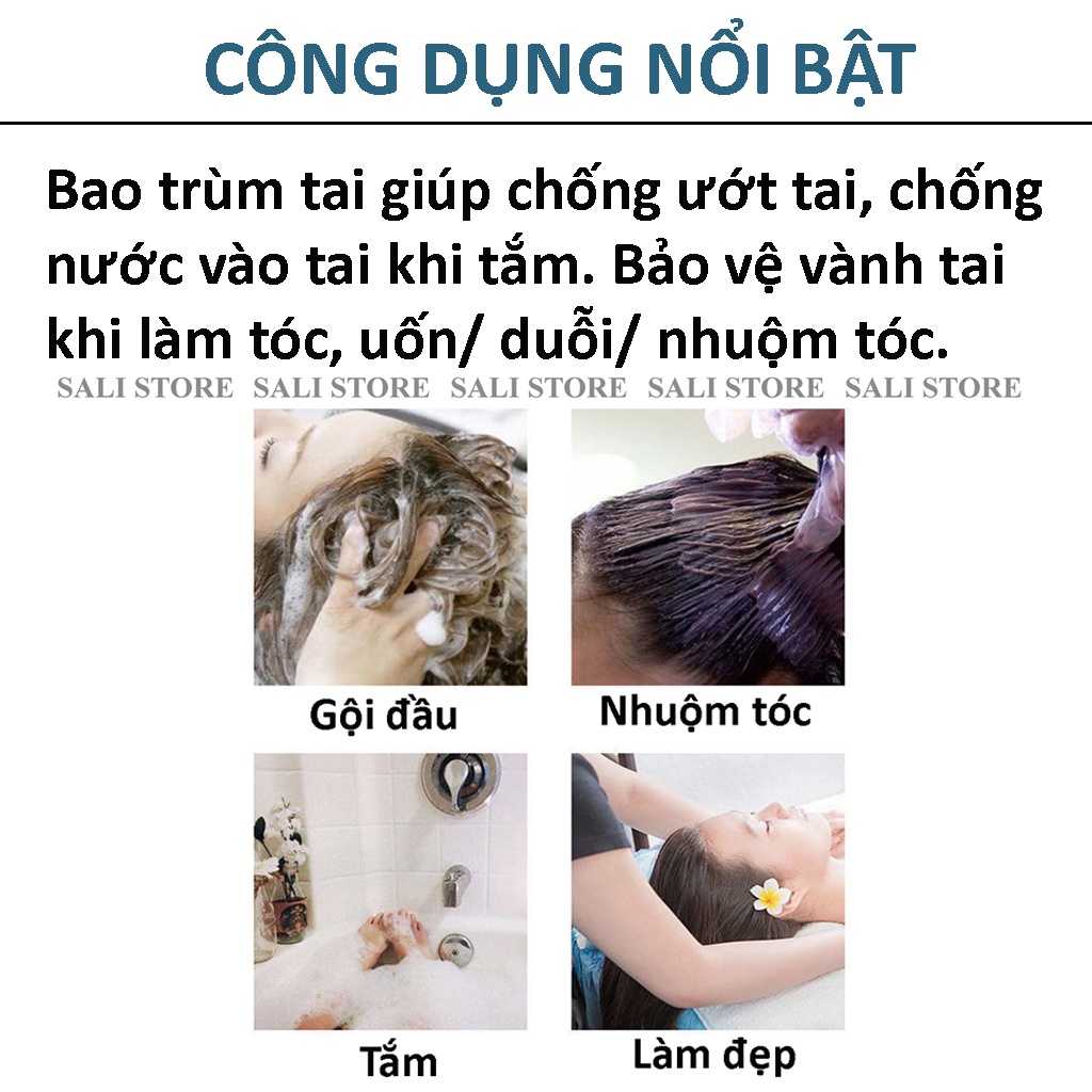 Chụp tai nhuộm tóc dùng 1 lần, bao trùm tai đóng túi 100 cái bảo vệ tai khi tắm hoặc gội đầu, làm tóc SALI PK86