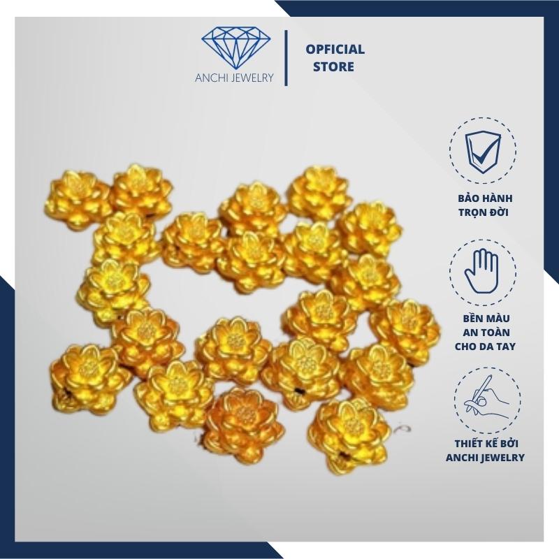 Charm hoa sen bạc mạ vàng mix vòng tay, ANCHI5055