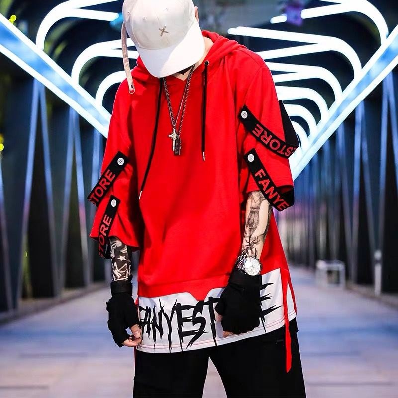 Áo Hoodie Ngắn Tay Phong Cách Hiphop Đường Phố Cá Tính