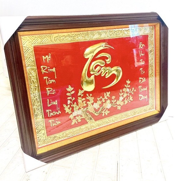 Đồ Đồng Thờ Cúng Phong Thủy TRANH CHỮ TÂM 50 x 70 CM CHẤT LIỆU BẰNG ĐỒNG TRANH PHONG  THỦY