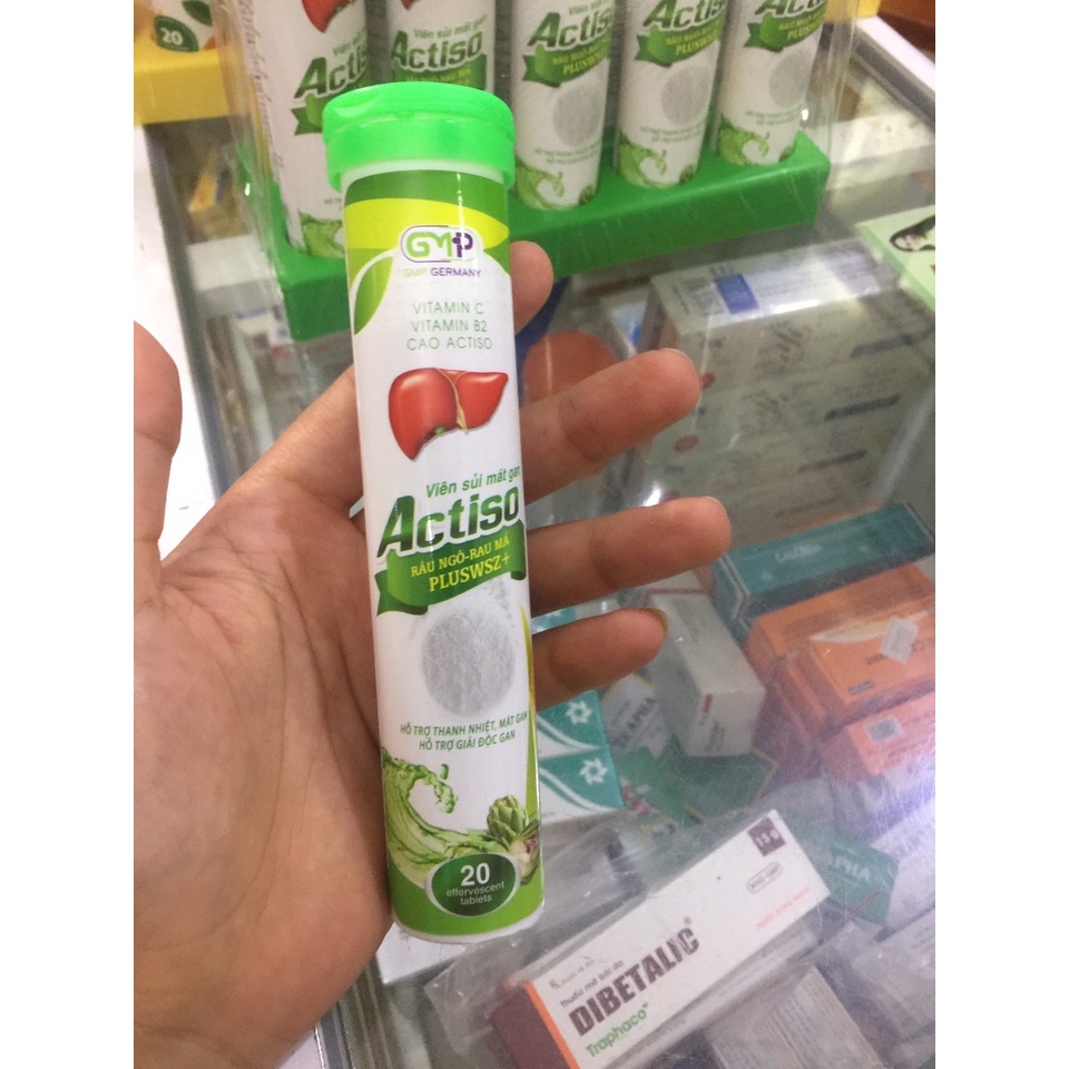 Viên sủi mát gan ACTISO râu ngô rau má tub 20 viên x4g