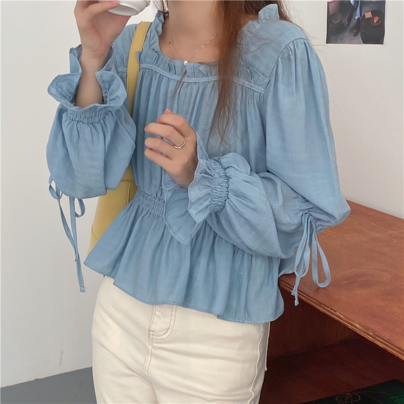 Áo Sơ Mi Nữ Tay Dài Cổ Thắt Cà Vạt Kiểu Mới 37207