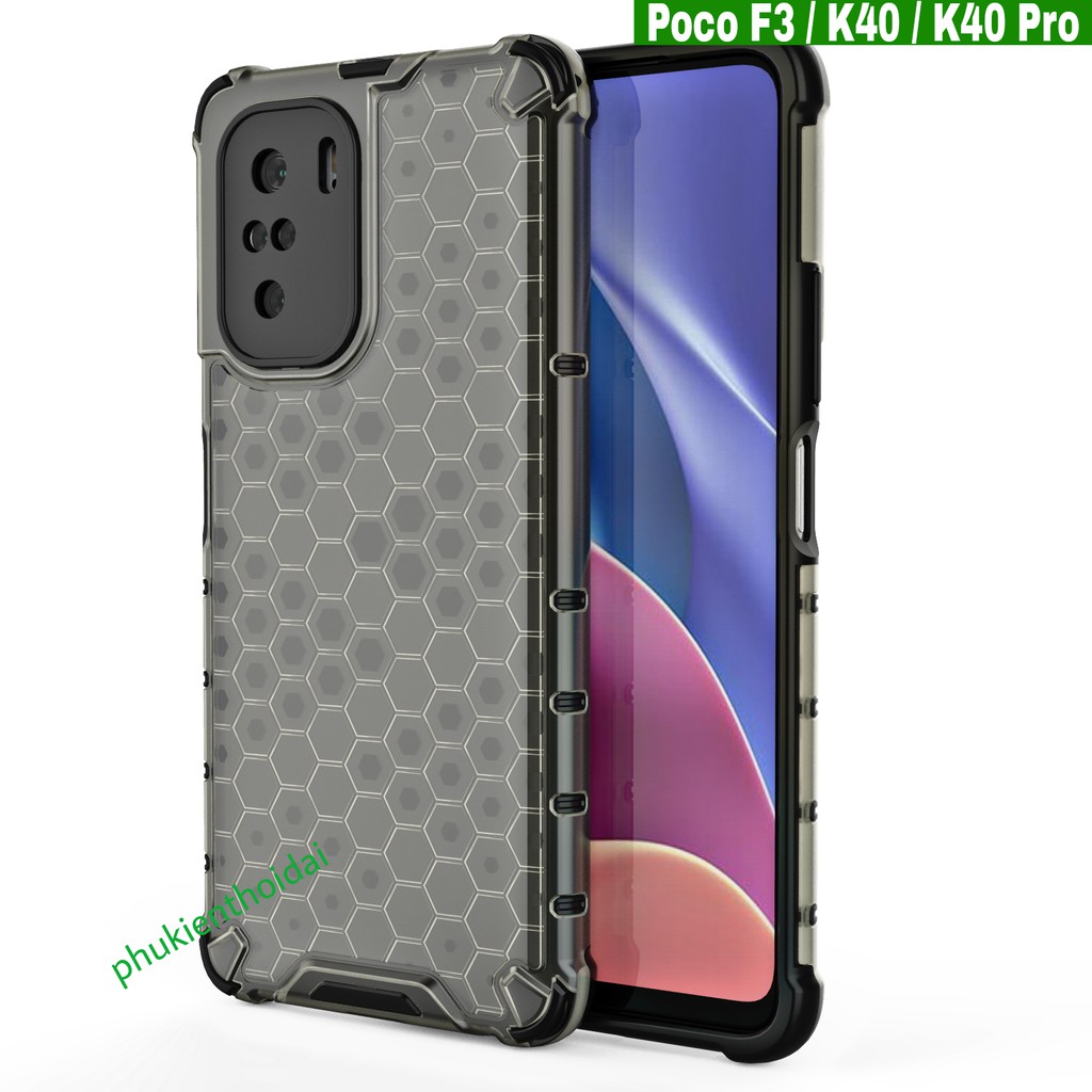 Ốp lưng Poco F3 / Redmi K40 / K40 Pro / K60 Ultra chống sốc vân tổ Ong kiểu dáng UAG cao cấp siêu bền