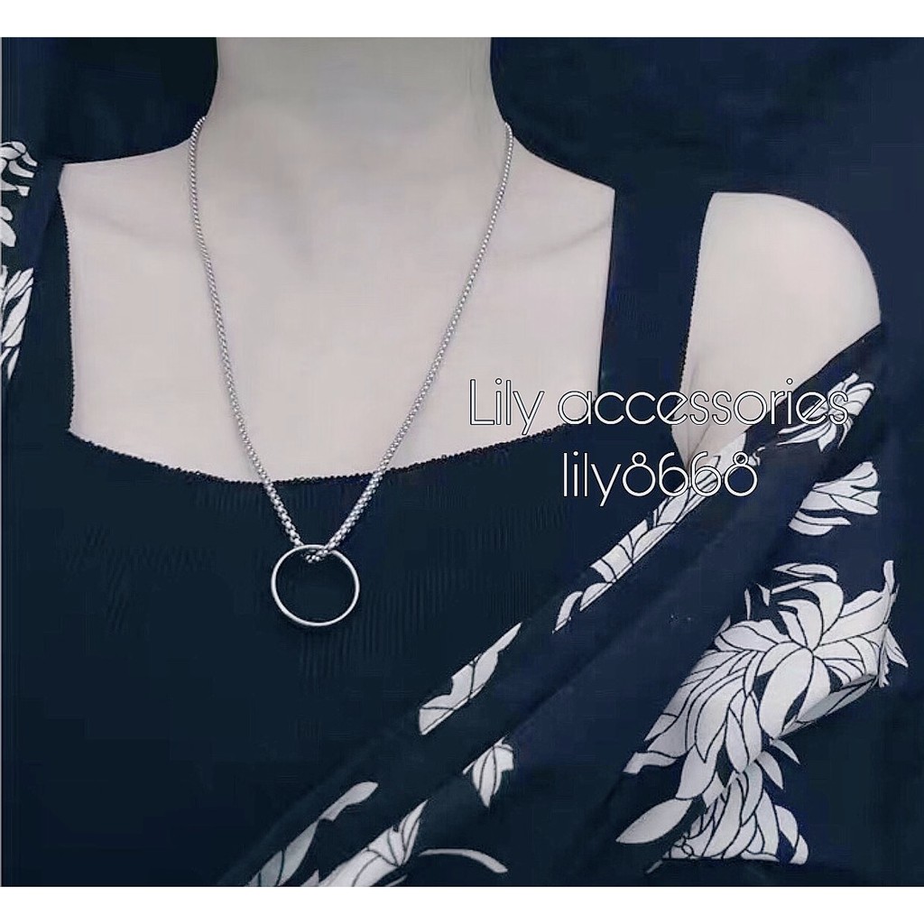 Ring Pendant Chain Necklace dây chuyền vòng cổ titan phối nhẫn không gỉ không đen siêu bền nam nữ unisex