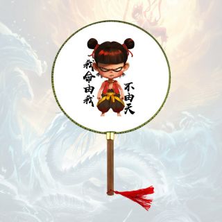 Quạt cán gỗ Na Tra chi Ma Đồng Giáng Thế