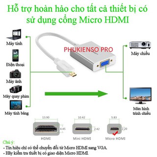 Cáp chuyển cổng Micro HDMI sang VGA