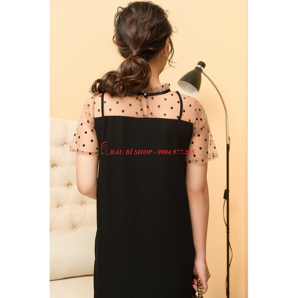 Yếm liền phối chấm bi nơ cổ