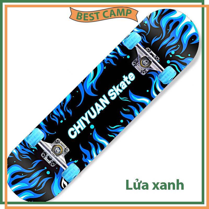 Ván Trượt Thể Thao Skateboard Cao Cấp Ván Trượt Chuẩn Thi Đấu Gỗ Phong Ép 7 Lớp Có Mặt Nhám Bánh Xe Phát Sáng Size Lớn