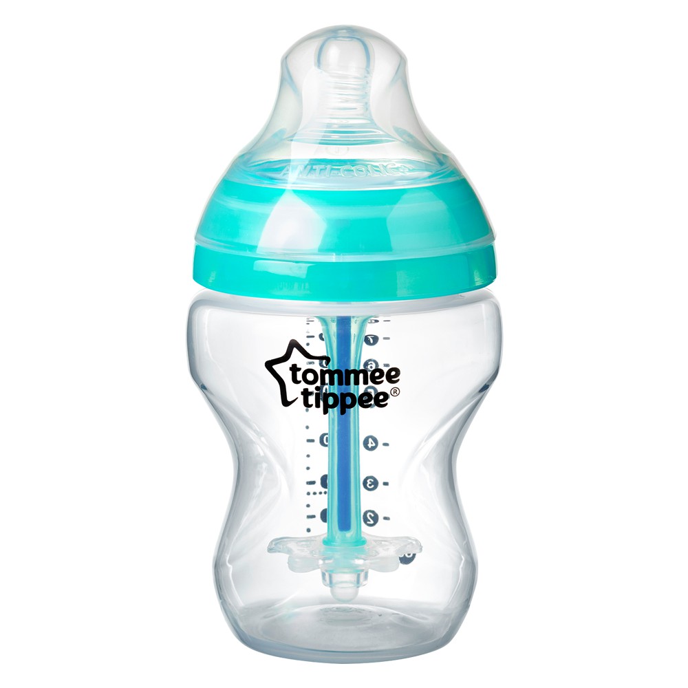 Bình sữa chống siêu chống đầy hơi kèm báo nhiệt Tommee Tippee Advanced Anti-Colic 260ml, núm ty đi kèm 0-3 tháng