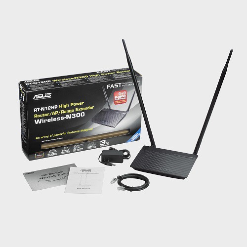 Bộ Phát Wifi Không Dây Asus RT-N12+ 2 Chuẩn N300 Hỗ Trợ Tính Năng Lặp Sóng Băng Tầng