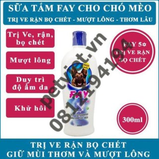 Sữa Tắm cho chó FAY 5 SAO - thơm lâu, trị ve rận bọ chét, mượt lông - chai 300ml