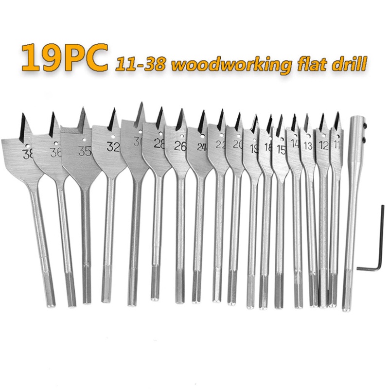 Bộ 19 Mũi Khoan Kèm Trục Khoan Mở Rộng 11-38Mm Chuyên Dụng Cho Chế Biến Gỗ Bits